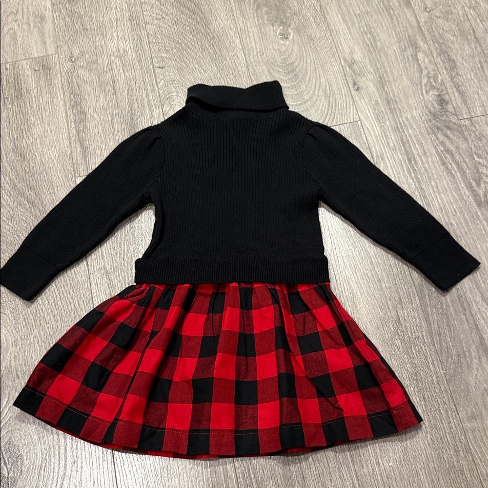 GAP Black Top with Red Plaid Skirt